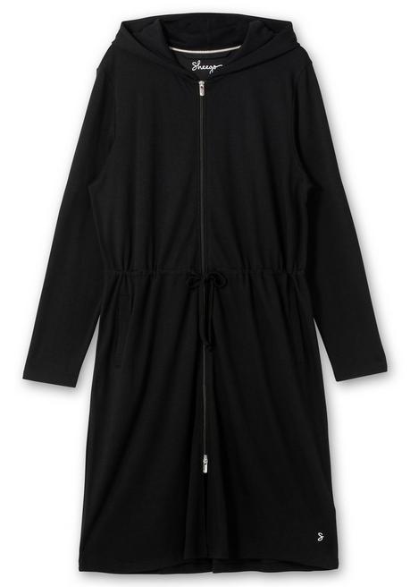 sheego Bademantel mit Reißverschluss und Kapuze - schwarz sheego Wochenangebot