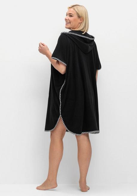 sheego Bade-Poncho mit Kapuze, aus Frottee - schwarz sheego Nur für heute