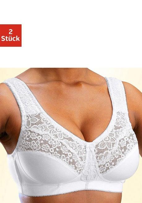 PETITE FLEUR Doppelpack Entlastungs-BHs mit Spitze - schwarz+weiß sheego Nur noch ein Tag übrig