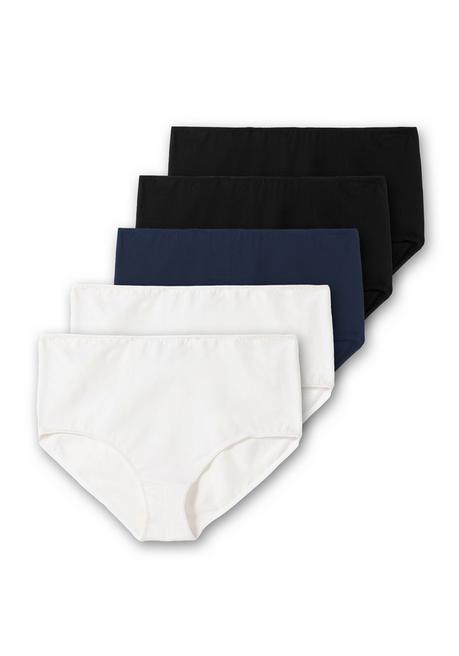 sheego 5er-Pack Taillenslips mit hohem Beinausschnitt - schwarz+weiß+marine sheego Clearance-Verkauf