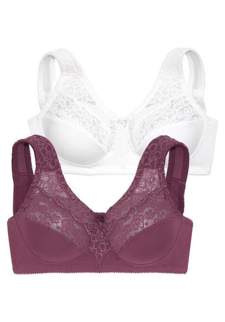 PETITE FLEUR Doppelpack Entlastungs-BHs mit Spitze - burgund+weiß sheego Auslauf