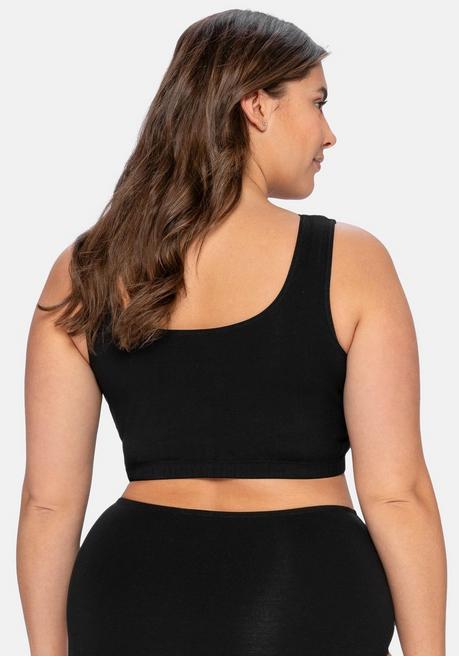 sheego BH ohne Bügel in Bustier-Form, mit Spitzenborte - schwarz sheego Verkauf