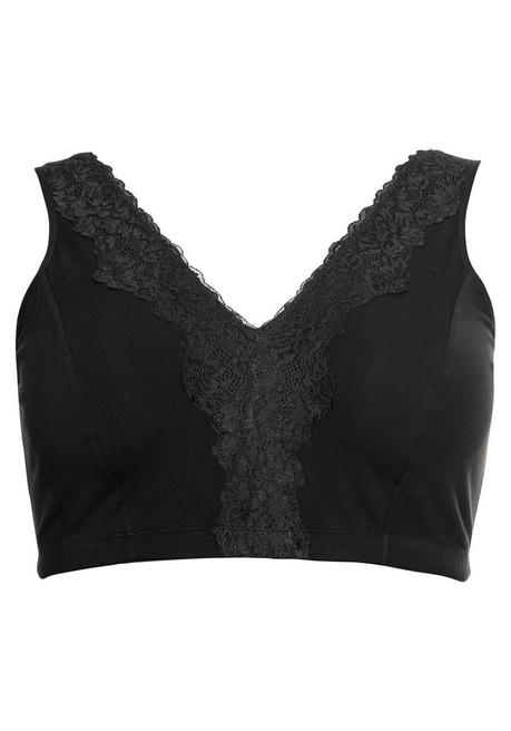 sheego BH ohne Bügel in Bustier-Form, mit Spitzenborte - schwarz sheego Verkauf