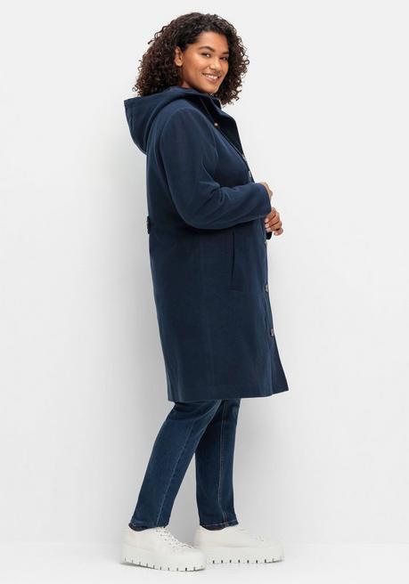 sheego Kapuzenmantel in leichter A-Linie, mit hoher Taille - nachtblau sheego Preisnachlass