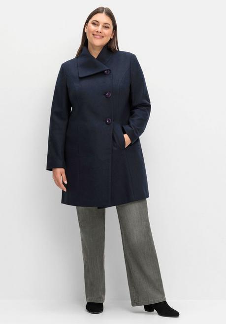 sheego Kurzmantel mit asymmetrischem Kragen - tiefblau sheego Cyber Monday