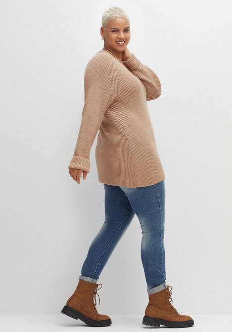 sheego Pullover mit Kaschmir, in leichter A-Linie - cappuccino meliert sheego Weihnachtsangebot