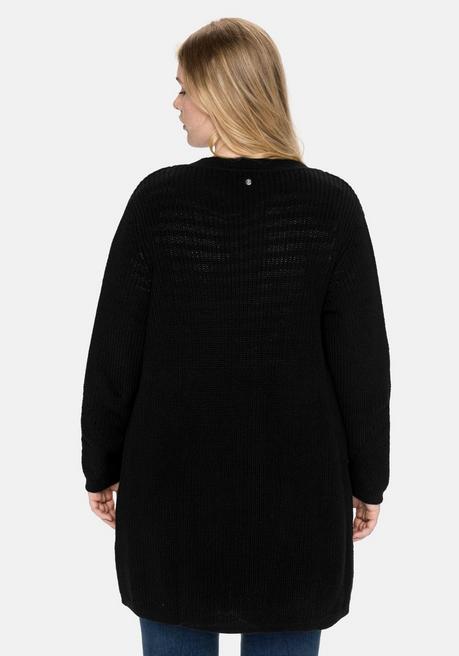 sheego Cardigan aus Grobstrick, in offener Form - schwarz sheego Vatertagsangebot