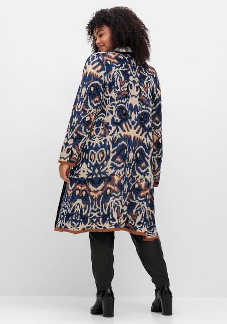 sheego by Joe Browns Langer, offener Strickmantel mit Jacquardmuster - nachtblau gemustert sheego Lagerräumung