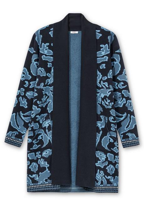 sheego Strickjacke mit Jacquardmuster und Schalkragen - tiefblau gemustert sheego Heißer Verkauf