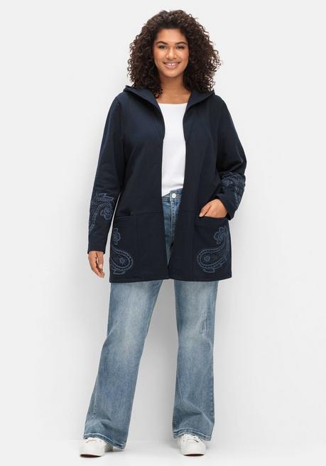 sheego by Joe Browns Leichte Kapuzensweatjacke mit Paisleydruck - dunkelblau sheego Top Angebot