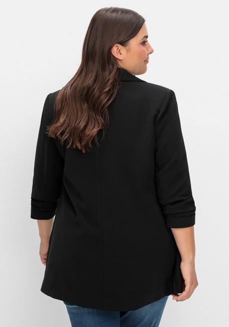 sheego Langer Blazer mit Schalkragen und gerafftem 3/4-Arm - schwarz sheego Blitzangebot