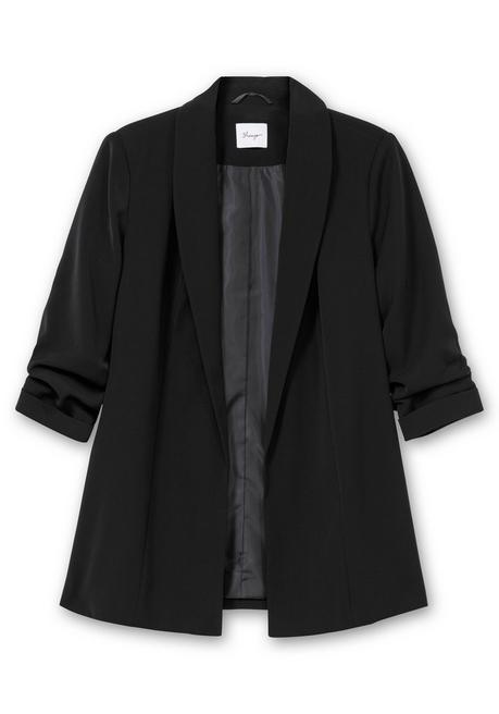 sheego Langer Blazer mit Schalkragen und gerafftem 3/4-Arm - schwarz sheego Blitzangebot
