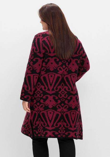 sheego by Joe Browns Offene Longstrickjacke mit Jacquardmuster - schwarz gemustert sheego Neuheiten