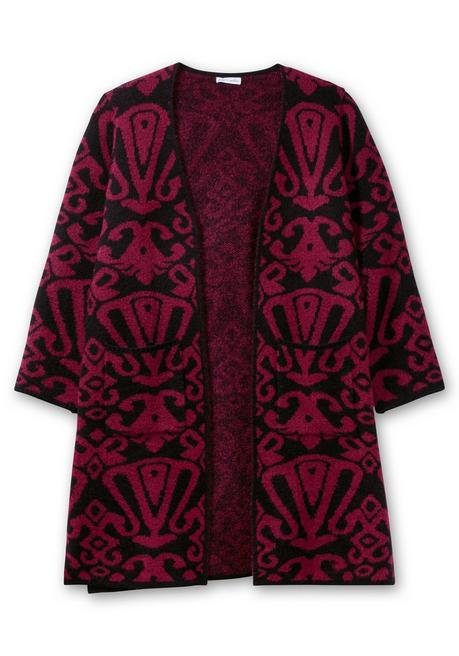 sheego by Joe Browns Offene Longstrickjacke mit Jacquardmuster - schwarz gemustert sheego Neuheiten