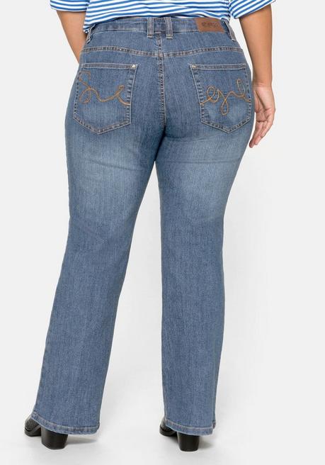 sheego Bootcut-Jeans in 5-Pocket-Form, mit Used-Effekten - blue Denim sheego Kauf eins, bekomm eins gratis