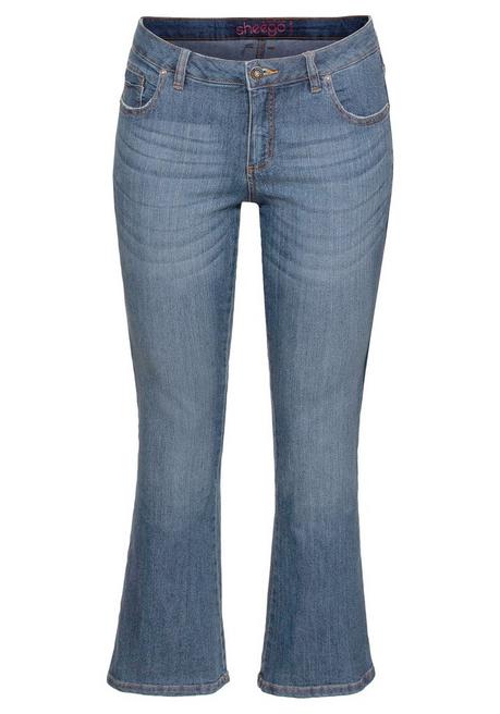 sheego Bootcut-Jeans in 5-Pocket-Form, mit Used-Effekten - blue Denim sheego Kauf eins, bekomm eins gratis