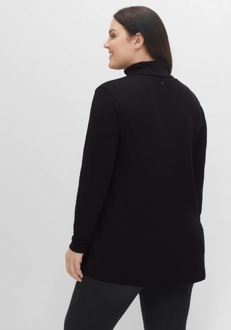 sheego Langarmshirt mit Rollkragen, in A-Linie - schwarz sheego Tägliche Deals