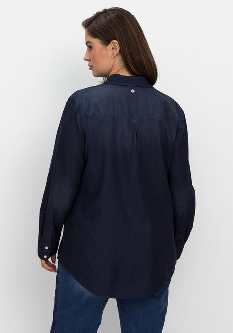 sheego Jeansbluse mit Knopfleiste und Brusttaschen - dark blue Denim sheego Riesige Ersparnisse