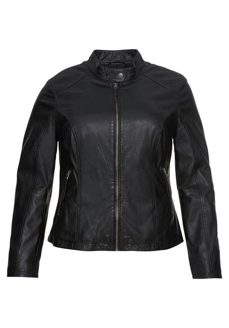 sheego Lederjacke aus Lammnappa, mit Stehkragen - schwarz sheego Super Sparpreis