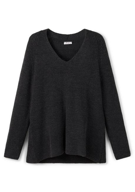 sheego Pullover mit Kaschmir, in leichter A-Linie - schwarz meliert sheego Wochenangebot