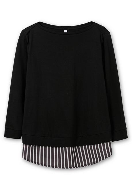 sheego 2-in-1-Langarmshirt mit Ansatz aus Blusenstoff - schwarz sheego Kostenlose Rückgabe