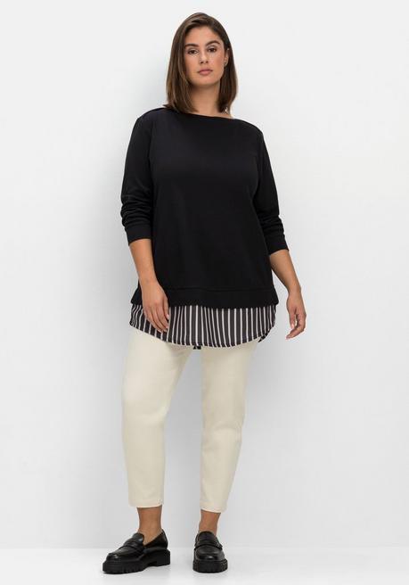 sheego 2-in-1-Langarmshirt mit Ansatz aus Blusenstoff - schwarz sheego Kostenlose Rückgabe
