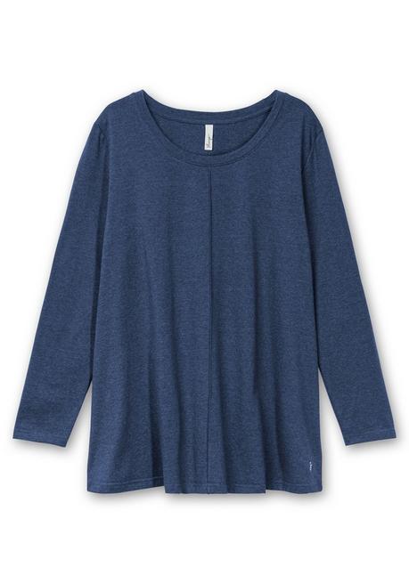 sheego Fein meliertes Langarmshirt in A-Linie, mit Rundhals - nachtblau meliert sheego Letzte 2 Tage