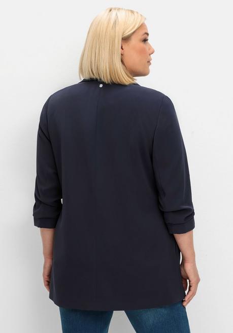 sheego Langer Blazer mit Schalkragen und gerafftem 3/4-Arm - tiefblau sheego Zeitbegrenzte Promotion