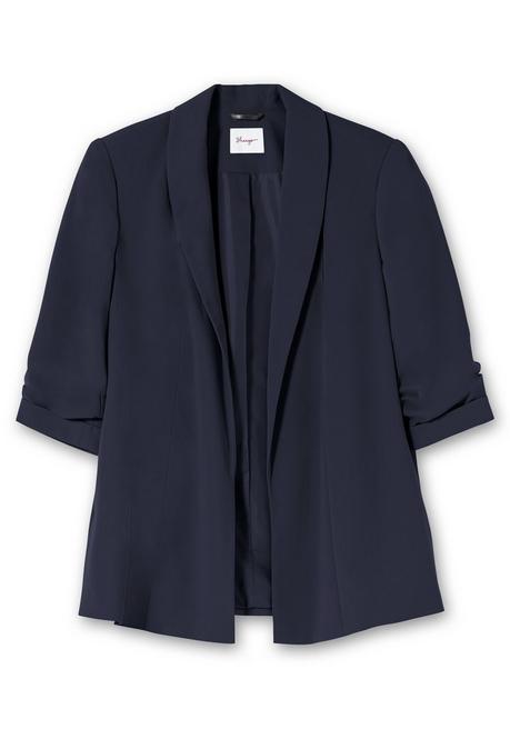 sheego Langer Blazer mit Schalkragen und gerafftem 3/4-Arm - tiefblau sheego Zeitbegrenzte Promotion
