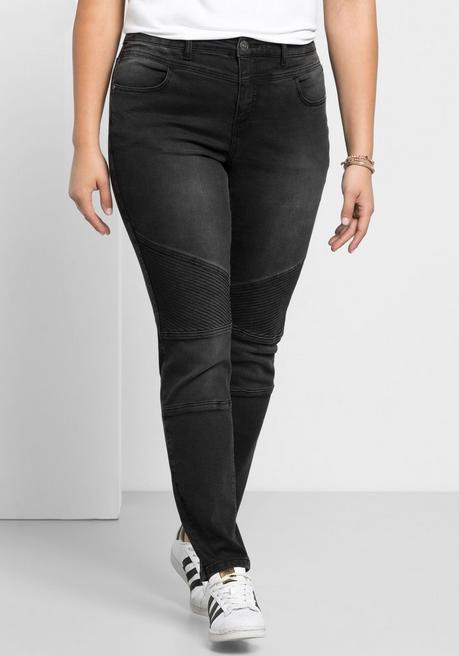 sheego Skinny Power-Stretch-Jeans im Biker-Look - black Denim sheego Bis zu 60% Rabatt