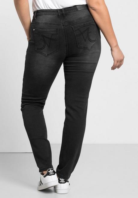 sheego Skinny Power-Stretch-Jeans im Biker-Look - black Denim sheego Bis zu 60% Rabatt