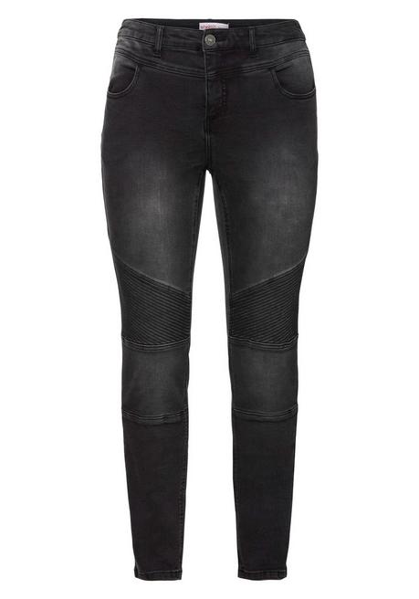 sheego Skinny Power-Stretch-Jeans im Biker-Look - black Denim sheego Bis zu 60% Rabatt