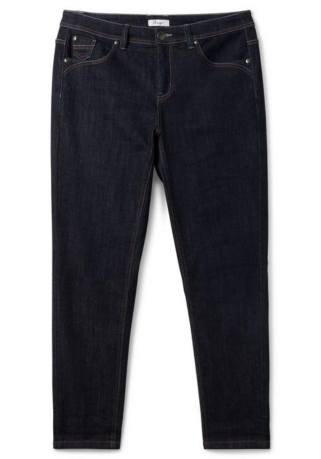 sheego Schmale Jeans mit Kontrastnähten - blue black Denim sheego Bis zu 55% Rabatt