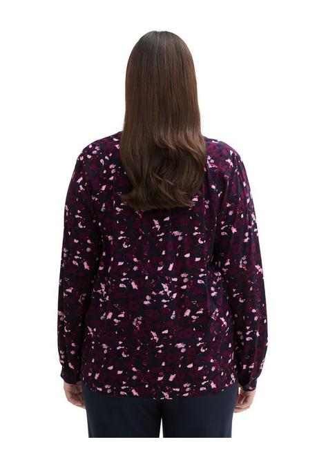 TOM TAILOR Plus Bluse mit V-Schlitz und Alloverprint - beere gemustert sheego Discount Store für neue Produkte