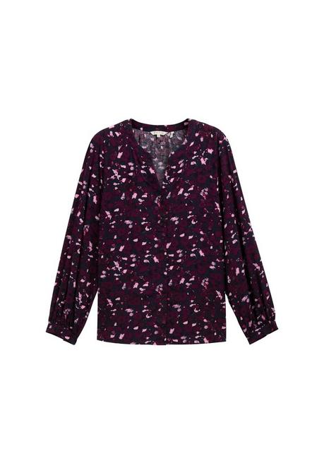 TOM TAILOR Plus Bluse mit V-Schlitz und Alloverprint - beere gemustert sheego Discount Store für neue Produkte