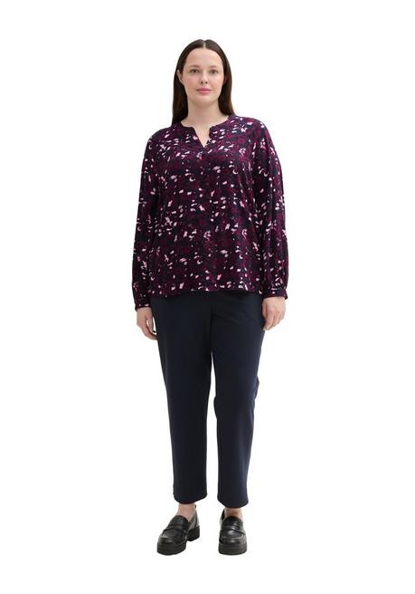 TOM TAILOR Plus Bluse mit V-Schlitz und Alloverprint - beere gemustert sheego Discount Store für neue Produkte