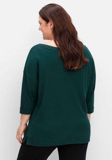 sheego Oversized-Shirt mit Bindebändchen - tiefgrün sheego 50% Rabatt für begrenzte Zeit