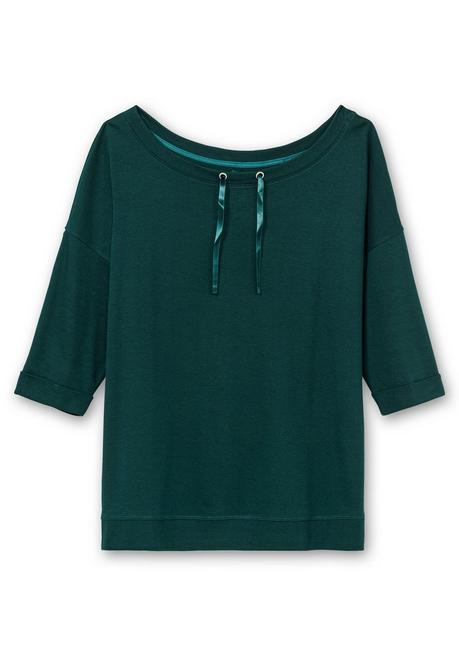 sheego Oversized-Shirt mit Bindebändchen - tiefgrün sheego 50% Rabatt für begrenzte Zeit