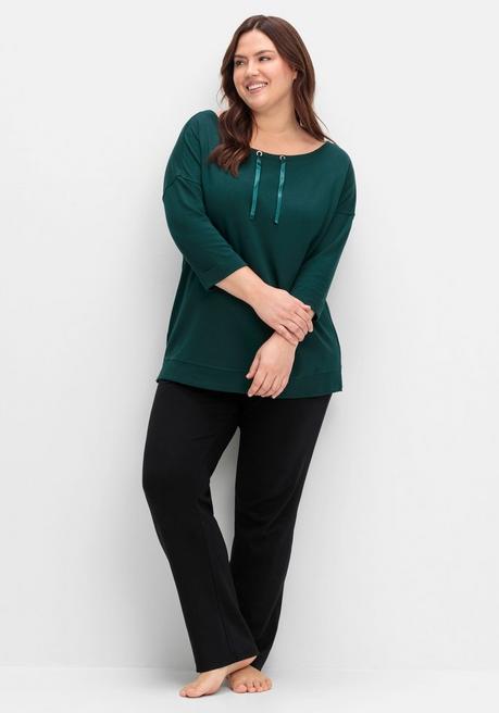 sheego Oversized-Shirt mit Bindebändchen - tiefgrün sheego 50% Rabatt für begrenzte Zeit