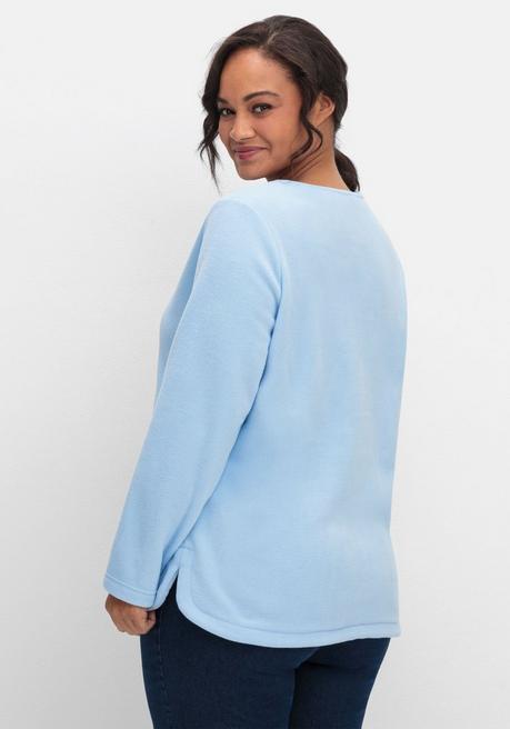 sheego Fleeceshirt mit abgerundetem Saum - eisblau sheego Verkauf