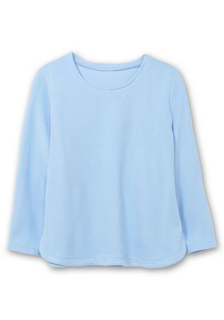 sheego Fleeceshirt mit abgerundetem Saum - eisblau sheego Verkauf