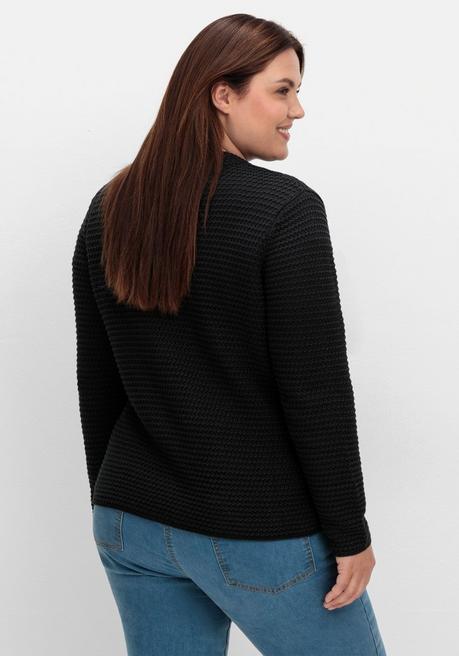 sheego Grobstrickjacke mit Stehkragen und Taschen - schwarz sheego Angebote