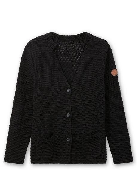 sheego Grobstrickjacke mit Stehkragen und Taschen - schwarz sheego Angebote