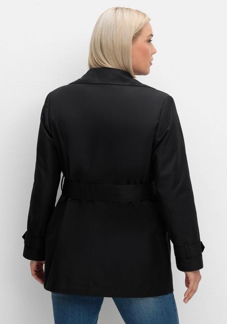 sheego Kurzer Trenchcoat mit Gürtel, wasserabweisend - schwarz sheego Günstiger Verkauf