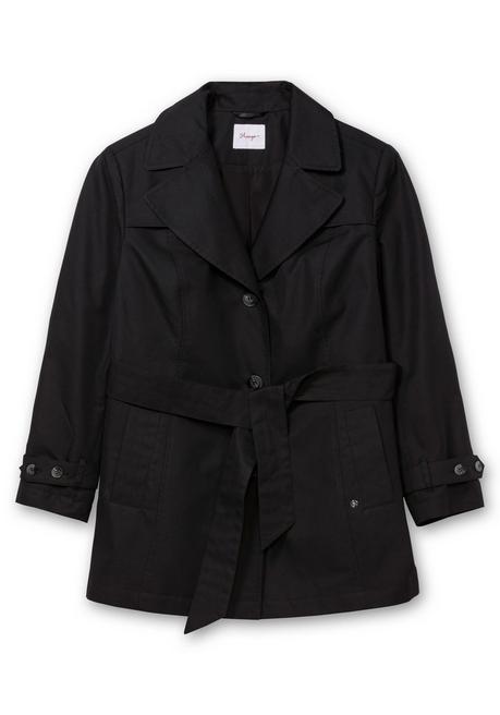 sheego Kurzer Trenchcoat mit Gürtel, wasserabweisend - schwarz sheego Günstiger Verkauf