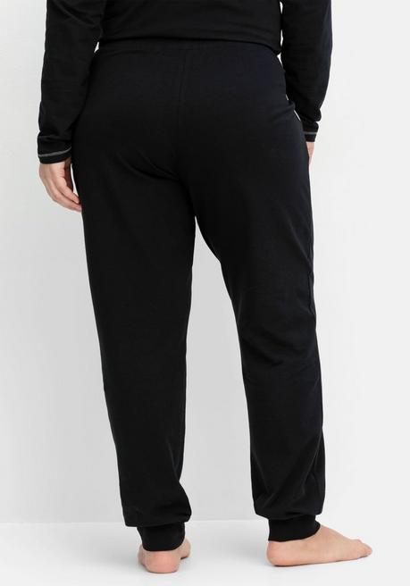 sheego Lange Schlafhose mit schmalem Bein und Kontrastdetails - schwarz sheego Fabrikpreis