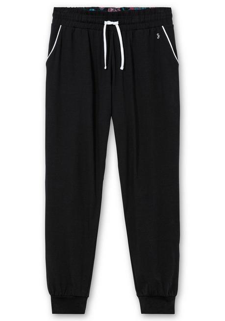 sheego Lange Schlafhose mit schmalem Bein und Kontrastdetails - schwarz sheego Fabrikpreis