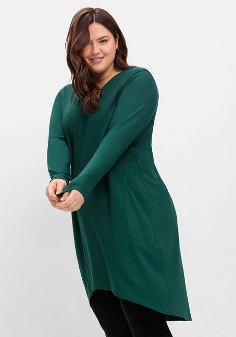 sheego Kleid aus Interlock, mit verlängerter Rückenpartie - tiefgrün sheego Rabatt