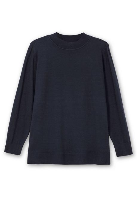 sheego Pullover mit geripptem Stehkragen - tiefblau sheego Günstig kaufen