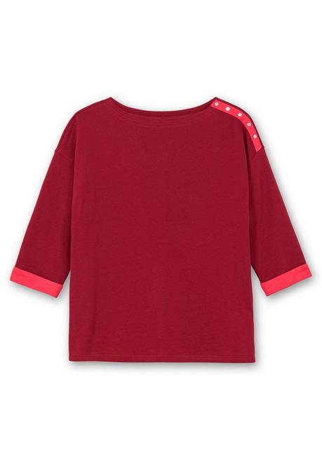 sheego Sweatshirt mit Zierknöpfen und Kontrastdetails - dunkelrot sheego Versandkostenfrei